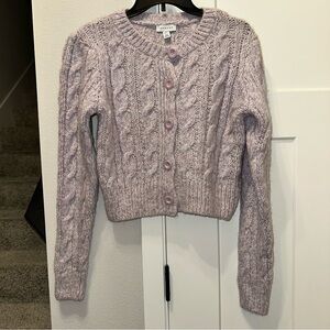 NWT Topshop Lilac Cable-Knit Button Cardigan Sweater cropped US size 4-6